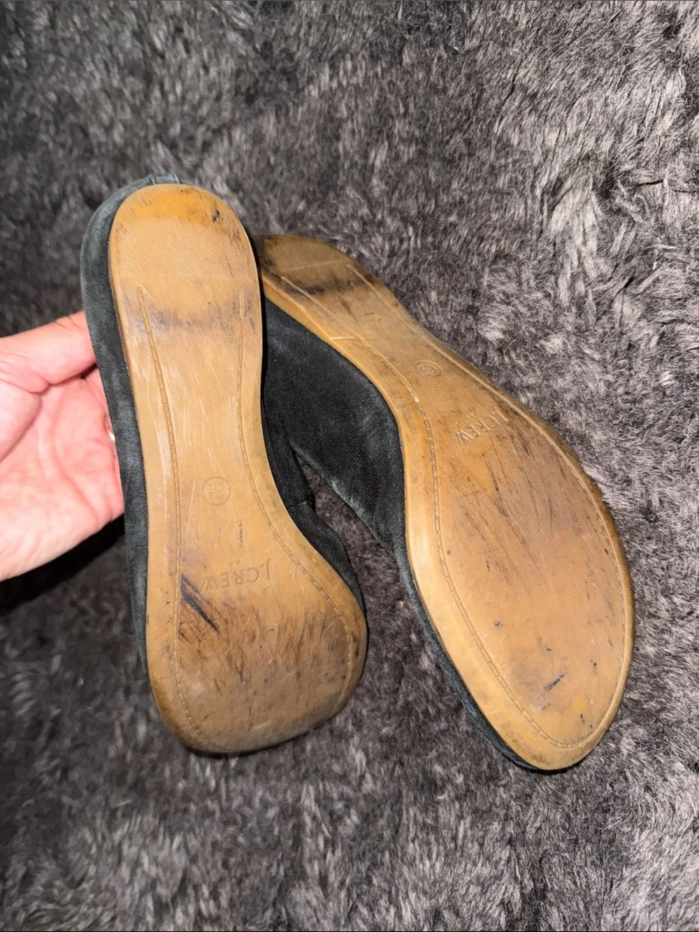 J. Crew Black Suede Ballet Flats with Leather Insole